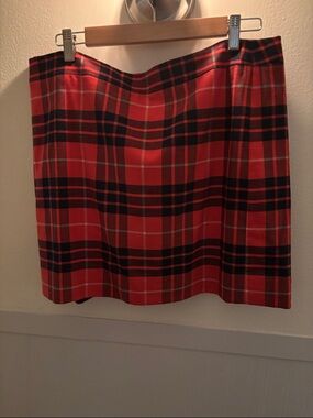 J. Crew Factory Red and Navy Plaid Mini Skirt
